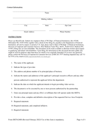 Form SICFA3000 State-Issued Certificate for Franchise Authority (Sicfa) Initial Application - Wisconsin, Page 4