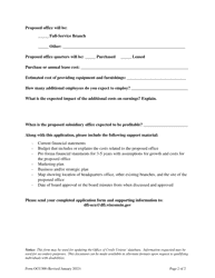 Form OCU300 Subsidiary Office Establishment, Relocation, or Closure - Wisconsin, Page 2