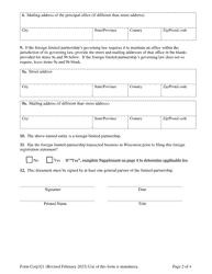 Form Corp321 Foreign Registration Statement Limited Partnership - Wisconsin, Page 2
