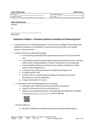 Form CRM202 Statement of Rights - Probation Violation or Violation of Sentencing Order - Minnesota