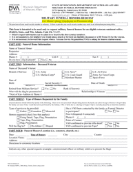 Document preview: Form WDVA2800 Military Funeral Honors Request for Honors Being Conducted in Wisconsin Only - Wisconsin