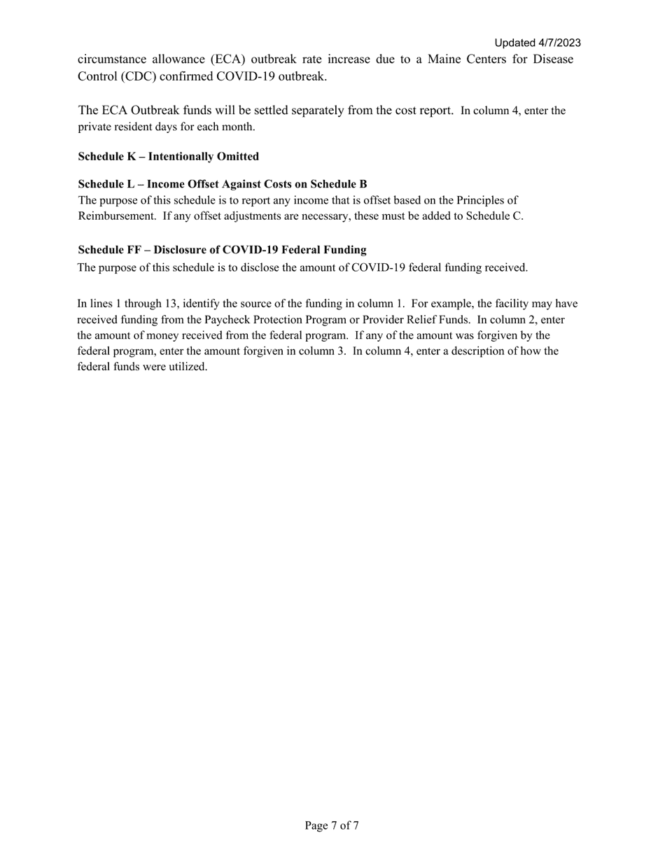 Instructions for Mainecare Cost Report for Intermediate Care Facilities - Maine, Page 7