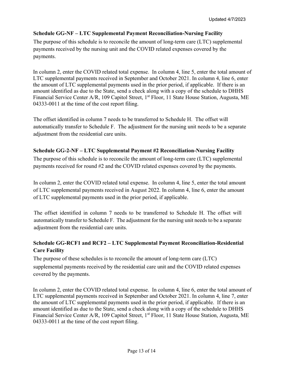 Instructions for Mainecare Cost Report for Nursing Care Facilities - Multi-Level With 2 Rcf Units - Maine, Page 13