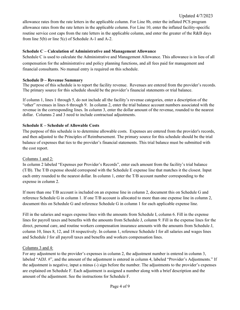 Instructions for Mainecare Cost Report for Multilevel Pnmi Appendix C Case Mix Residential Care Facilities - Maine, Page 4