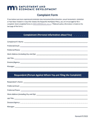 Document preview: Complaint Form - Minnesota