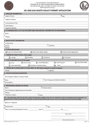 Document preview: Oil and Gas Waste Facility Permit Application - Ohio