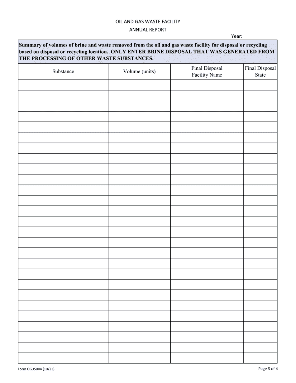 Form OG35004 Annual Waste Report - Ohio, Page 3