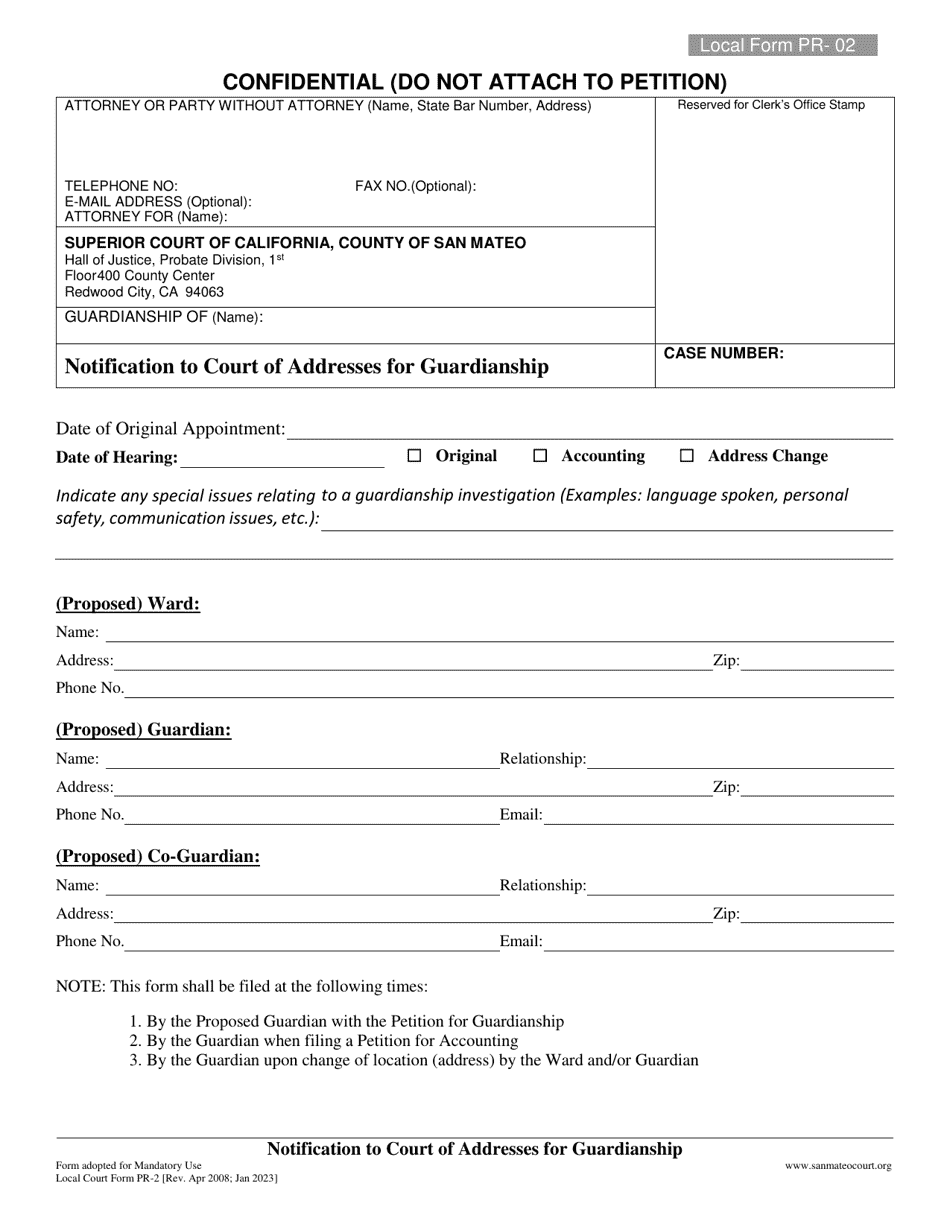 Pr 01 Form.pdf Form PR-2 - Fill Out, Sign Online and Download Printable PDF, County of ...