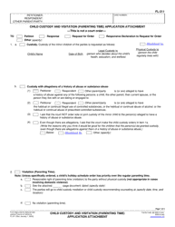 Form FL-311 Child Custody and Visitation (Parenting Time) Application Attachment - California