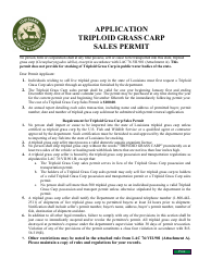 Document preview: Triploid Grass Carp Sales Permit Application - Louisiana