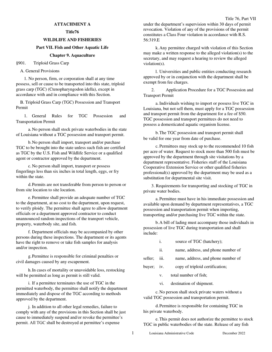 Triploid Grass Carp Possession  Transport Permit Application - Louisiana, Page 3