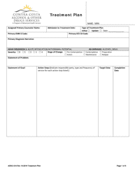 Form AODC-010 Treatment Plan - Conta Costa County, California