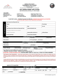Document preview: Soil Boring Permit Application - Contra Costa County, California