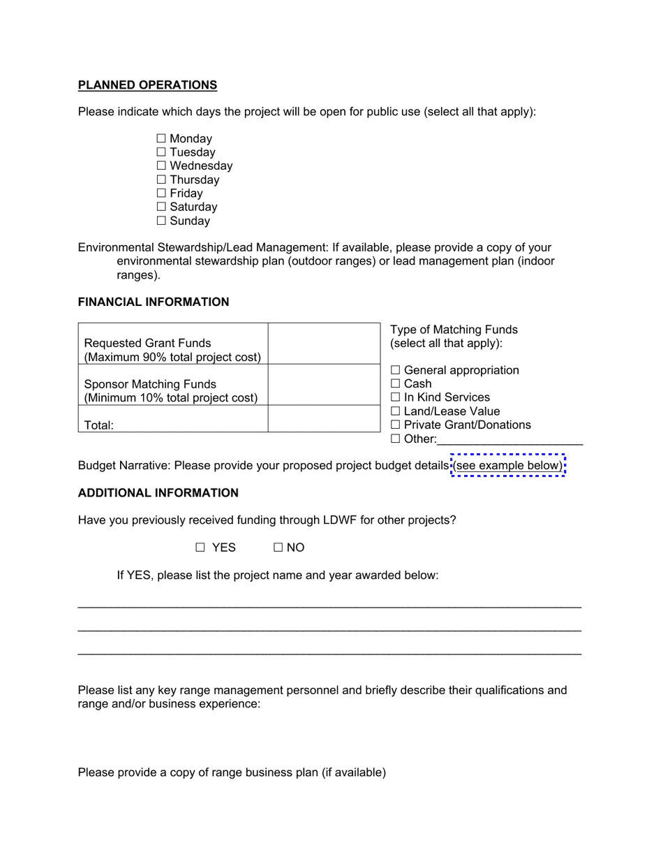 Ldwf Target Range Grant Application - Louisiana, Page 3