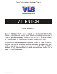 Land Loan Application - Texas Veterans Land Mortgage Program - Texas, Page 2