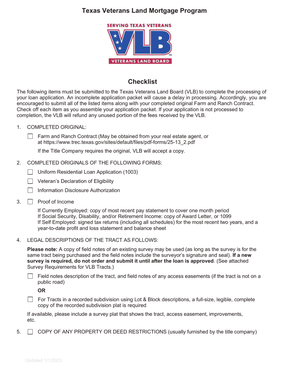 Land Loan Application - Texas Veterans Land Mortgage Program - Texas, Page 6