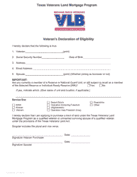 Land Loan Application - Texas Veterans Land Mortgage Program - Texas, Page 8