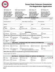 Document preview: TSVC Form 5 Texas State Veterans Cemeteries Pre-registration Application - Texas