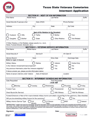 TSVC Form 1 Texas State Veterans Cemeteries Interment Application - Texas, Page 2