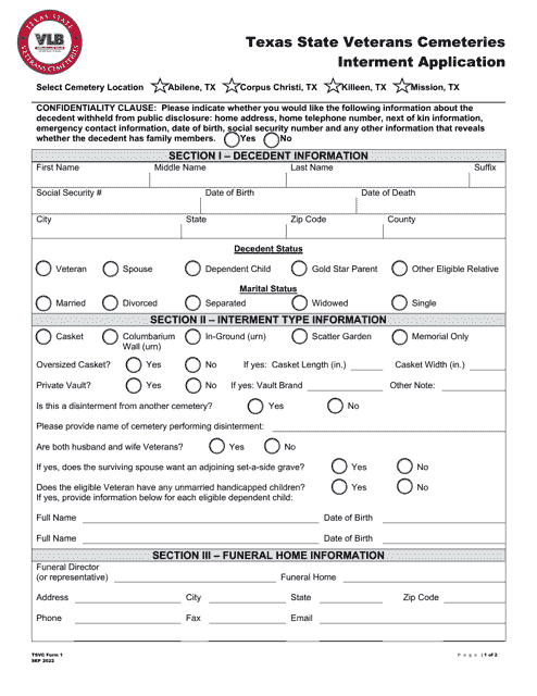 TSVC Form 1  Printable Pdf