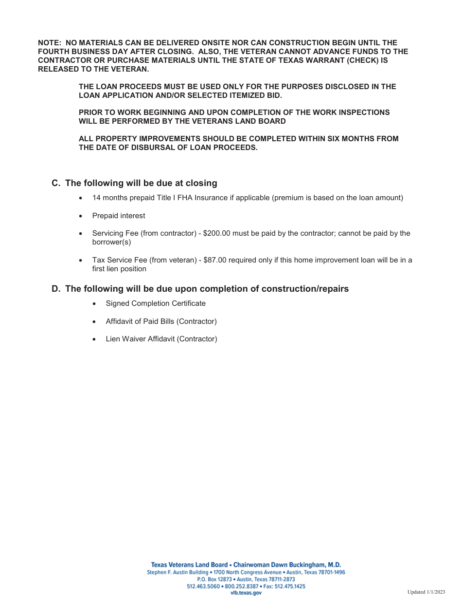 Credit Application - Texas Veterans Home Improvement Program - Texas, Page 4