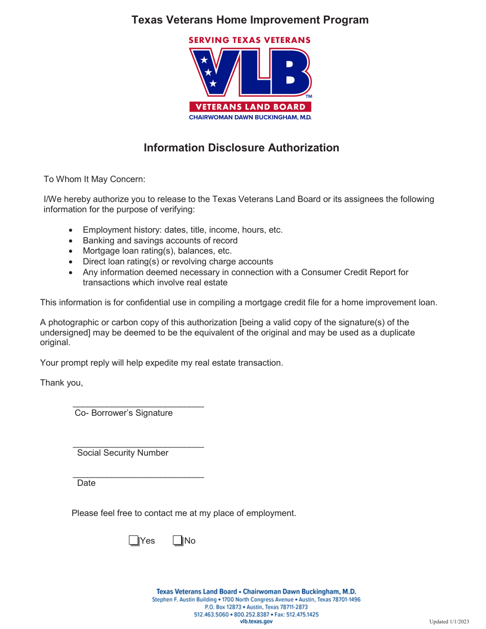 Credit Application - Texas Veterans Home Improvement Program - Texas, Page 6