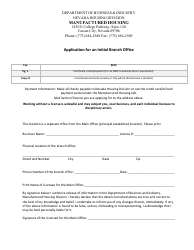 Document preview: Form LIC-309 Application for an Initial Branch Office - Nevada