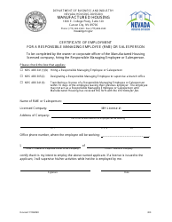 Form LIC-309 Application for an Initial Branch Office - Nevada, Page 2