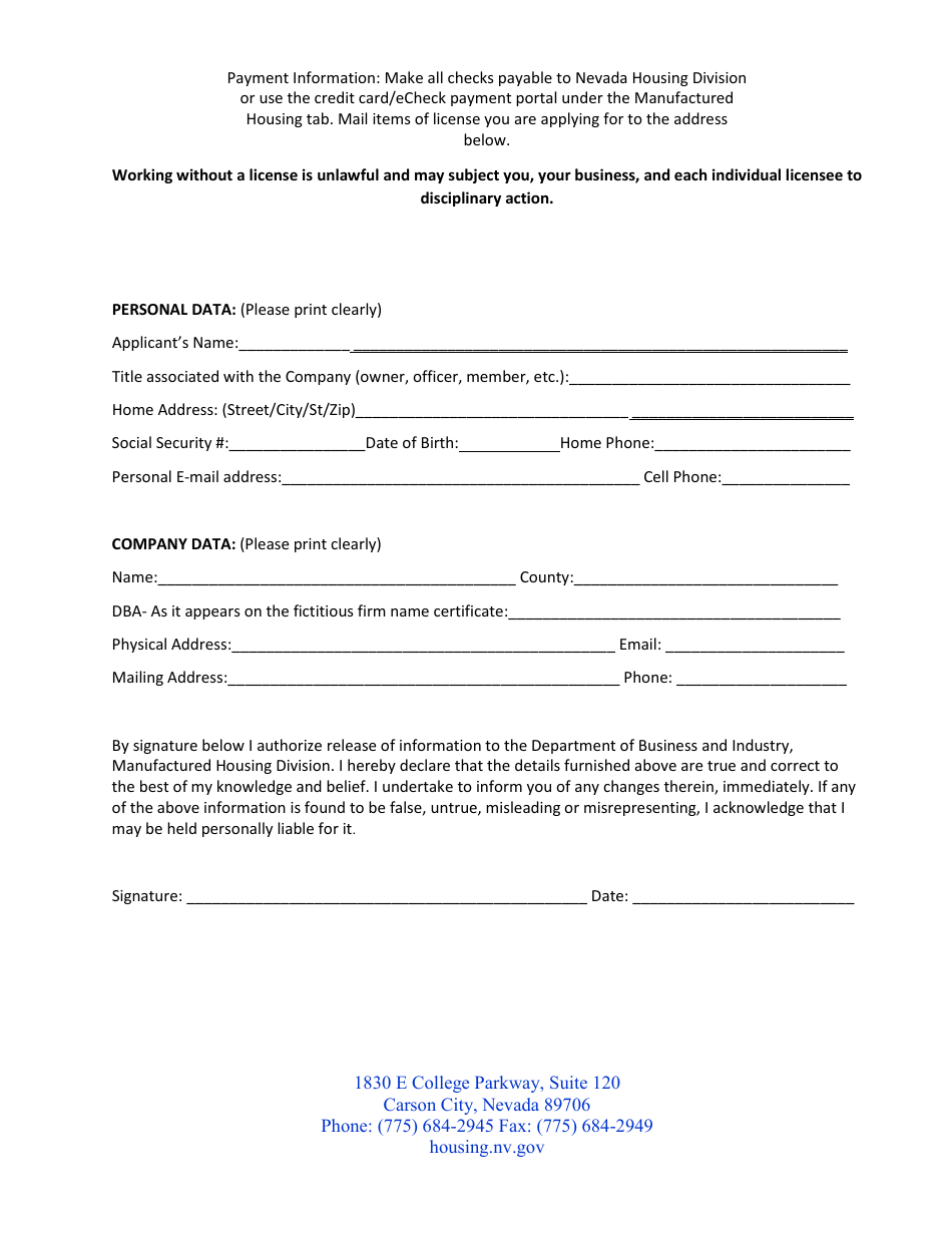 Form LIC-313 Application for Initial Manufacturer License - Nevada, Page 2