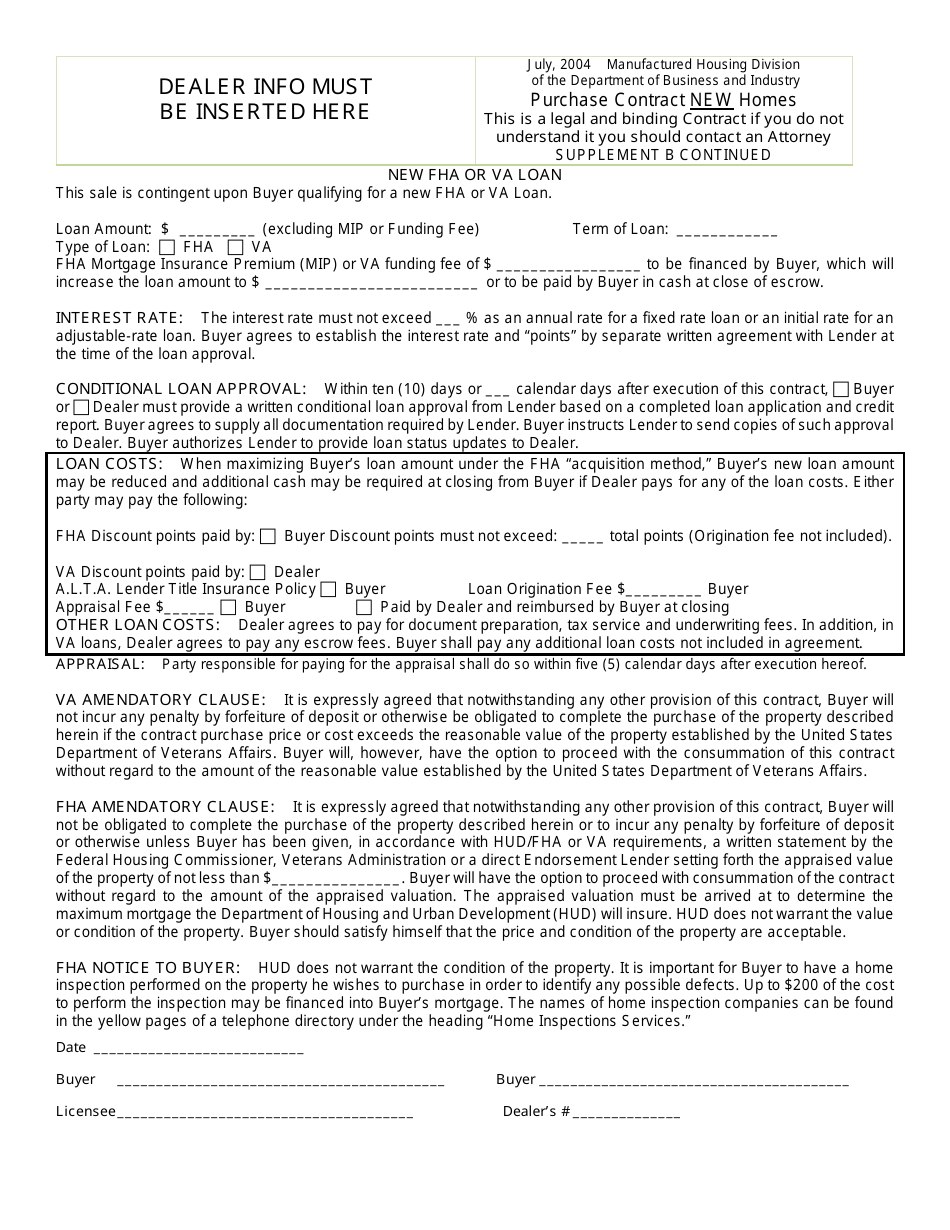 Purchase Contract - New Home - Nevada, Page 3