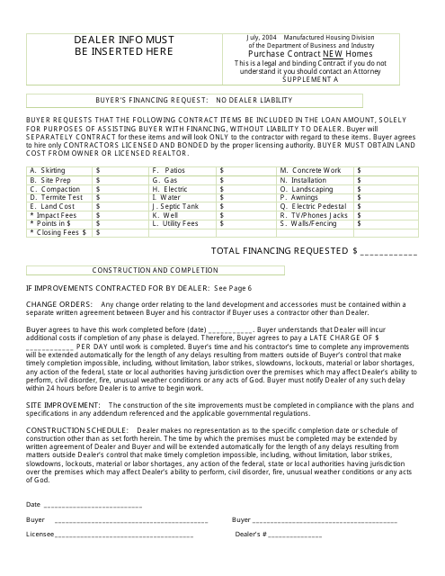 Purchase Contract - New Home - Nevada Download Pdf