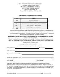 Document preview: Form LIC-319 Application for a Branch Office Renewal - Nevada