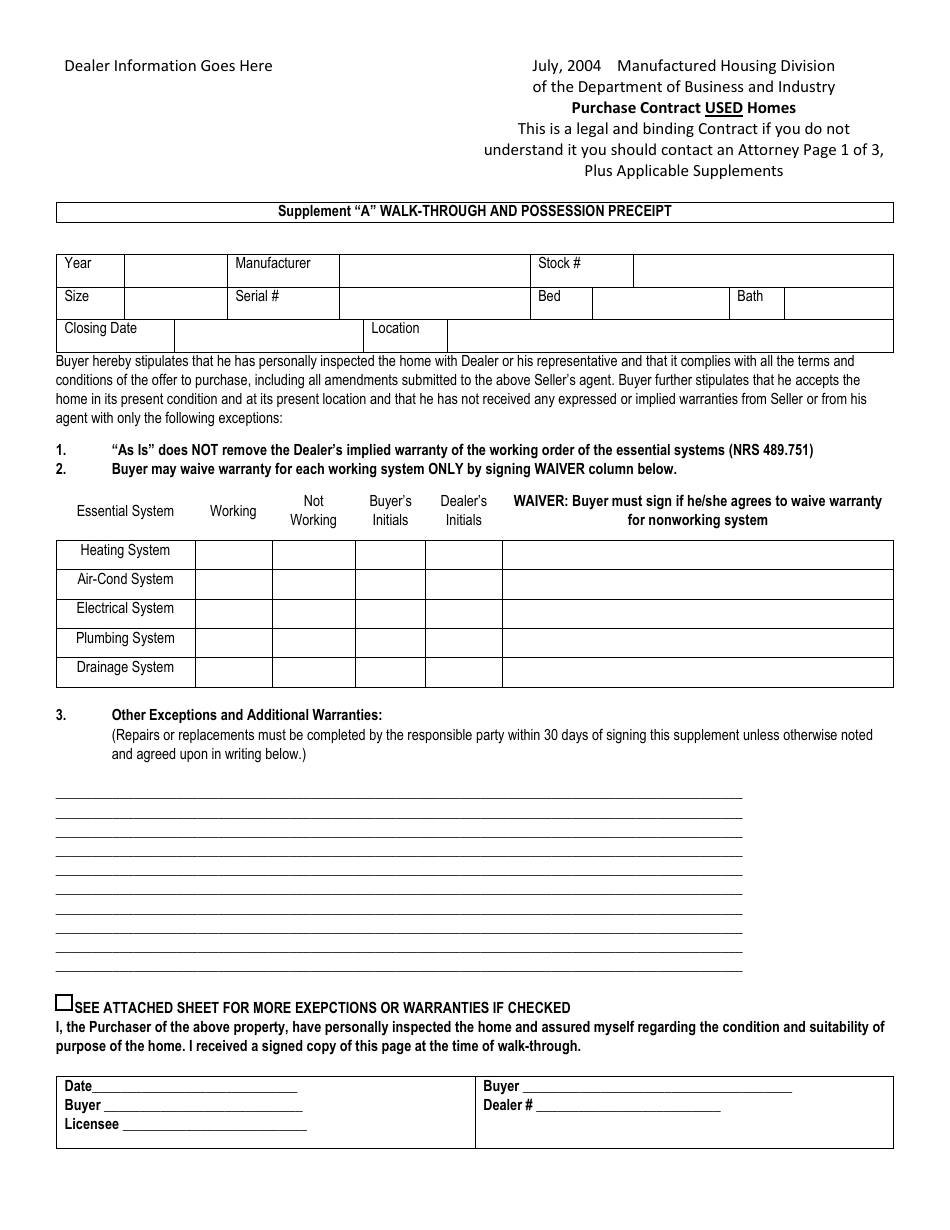 Purchase Contract - Used Homes - Nevada, Page 4