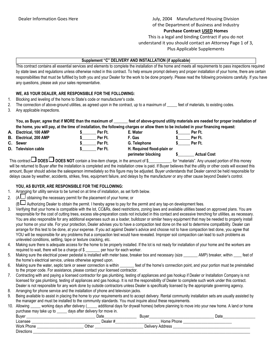 Purchase Contract - Used Homes - Nevada, Page 6