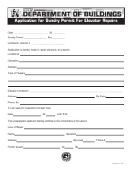 Document preview: Application for Sundry Permit for Elevator Repairs - City of Chicago, Illinois