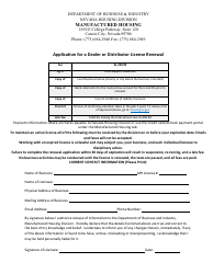Document preview: Form LIC-321 Application for a Dealer or Distributor License Renewal - Nevada