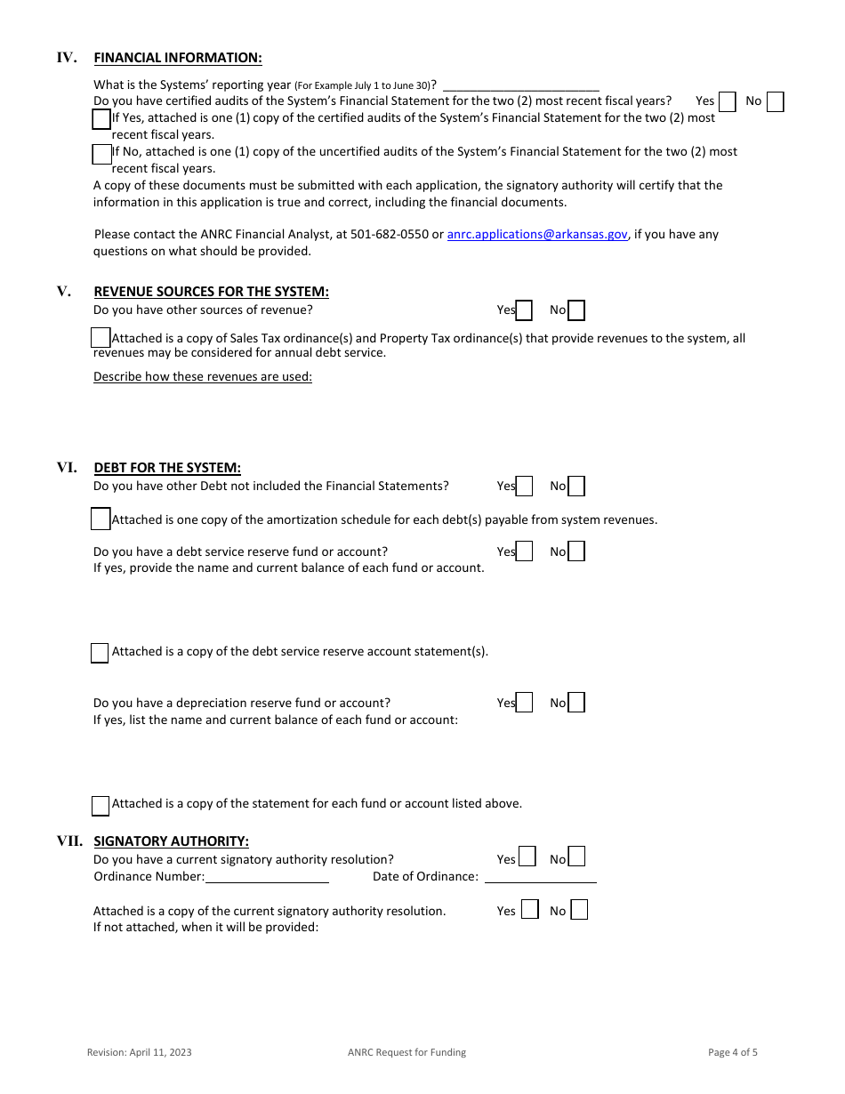 Arkansas Natural Resources Commission Funding Application - Arkansas, Page 4