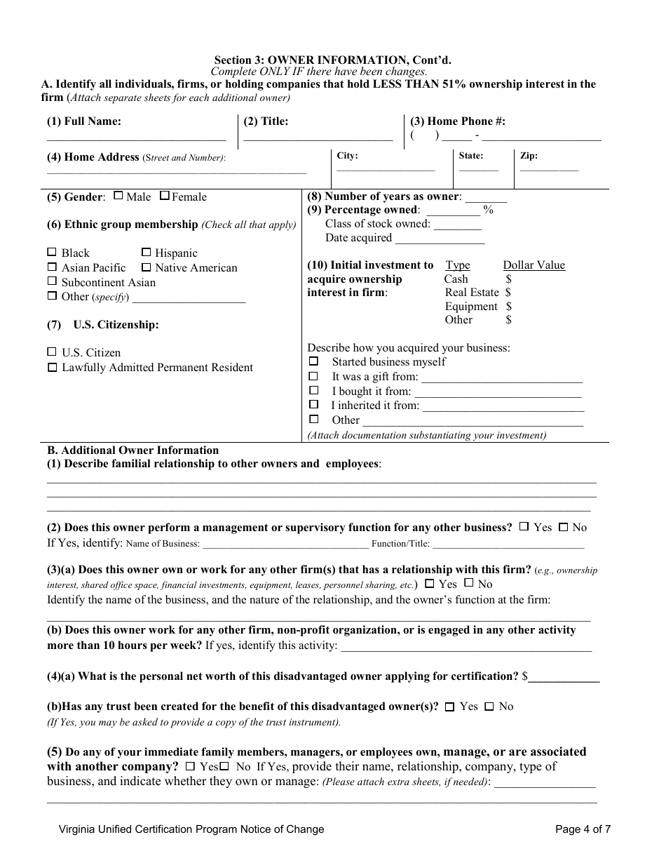 Virginia Unified Certification Program Notice of Change - Virginia, Page 4
