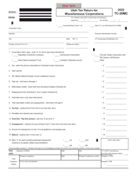 Form TC-20MC Utah Tax Return for Miscellaneous Corporations - Utah