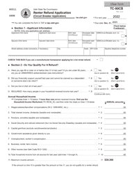 Document preview: Form TC-90CB Renter Refund Application - Utah, 2022