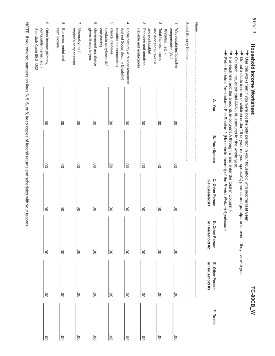 Form TC-90CB Renter Refund Application - Utah, Page 3