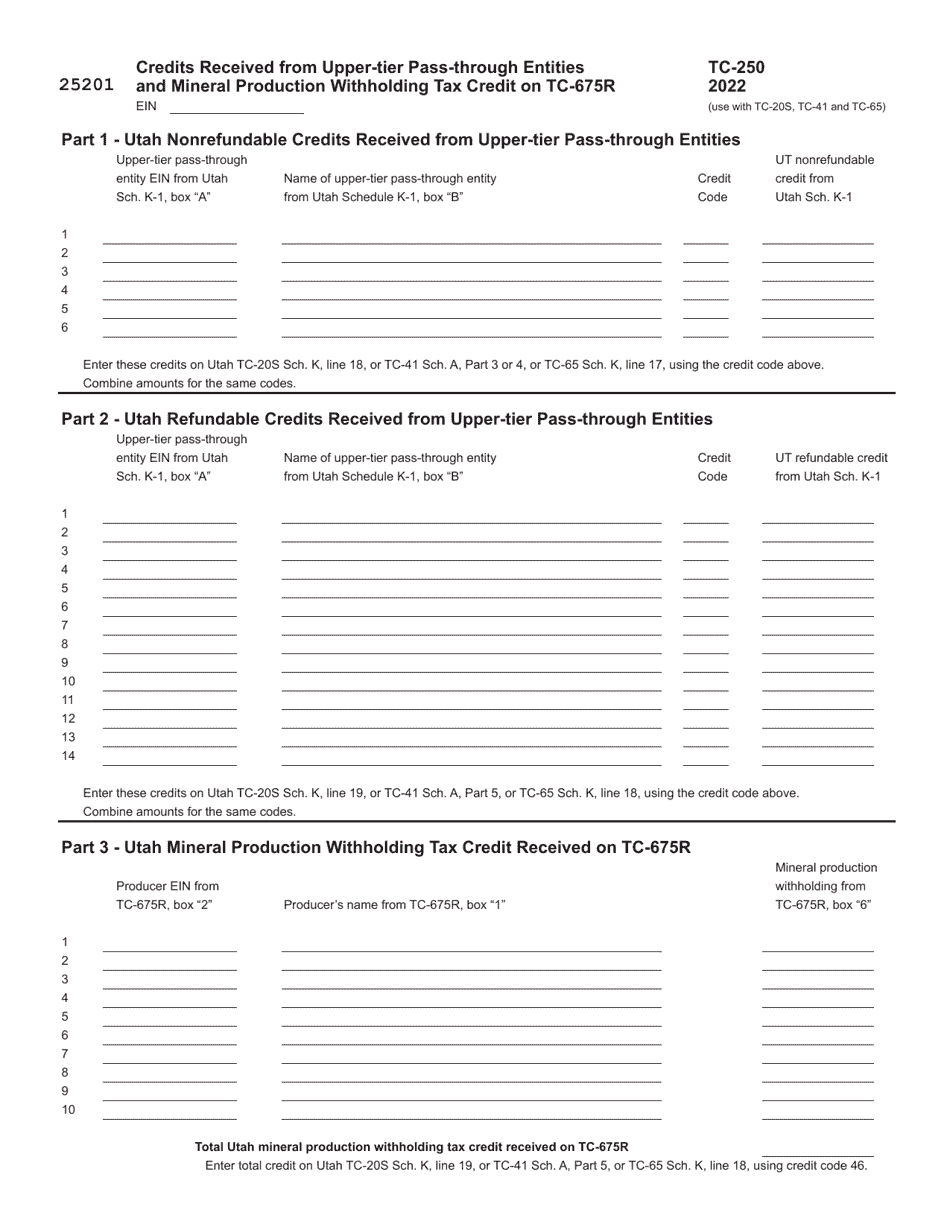 Form TC-65 Utah Partnership / Limited Liability Partnership / Limited Liability Company Return - Utah, Page 10