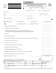 Form TC-65 Utah Partnership/Limited Liability Partnership/Limited Liability Company Return - Utah