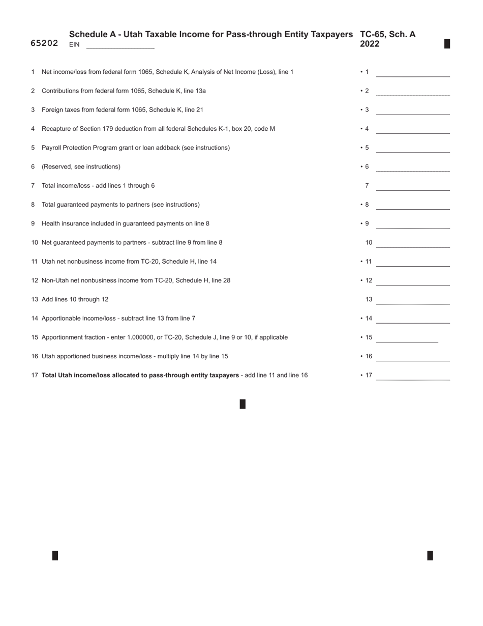 Form TC-65 Utah Partnership / Limited Liability Partnership / Limited Liability Company Return - Utah, Page 2