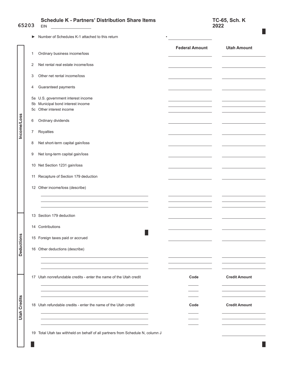 Form TC-65 Utah Partnership / Limited Liability Partnership / Limited Liability Company Return - Utah, Page 7