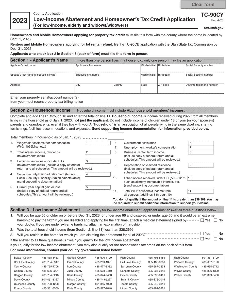 Form TC90CY Download Fillable PDF or Fill Online Low Abatement