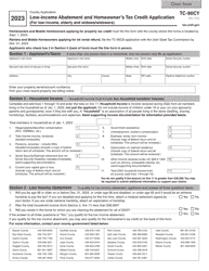 Form TC-90CY Low Income Abatement and Homeowner&#039;s Tax Credit Application (For Low-Income, Elderly and Widows/Widowers) - Utah