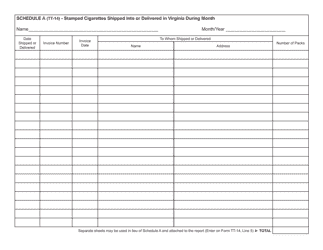 Form TT-14 Monthly Report of Non-resident Cigarette Stamping Agent - Virginia, Page 2
