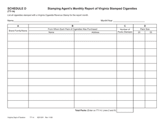 Form TT-14 Monthly Report of Non-resident Cigarette Stamping Agent - Virginia, Page 5