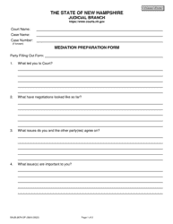 Document preview: Form NHJB-2876-DP Mediation Preparation Form - New Hampshire